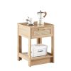 Modern Natural 15.75" Rattan End table with drawer