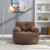 Soft Tufted Foam Bean Bag Chair With Teddy Fabric Coffee Brown - as Pic
