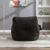 Soft Tufted Foam Bean Bag Chair With Teddy Fabric Dark Gray - as Pic