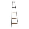 Modern Industrial Metal and Wood Corner Bookshelf – Rustic Oak - as Pic