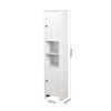 Bathroom Floor Storage Cabinet with 2 Doors Living Room Wooden Cabinet with 6 Shelves 15.75 x 11.81 x 66.93 inch - White
