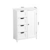 White Bathroom Storage Cabinet, Floor Cabinet with Adjustable Shelf and Drawers - White