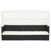 Patio Sofa with Canopy Black Poly Rattan - Black